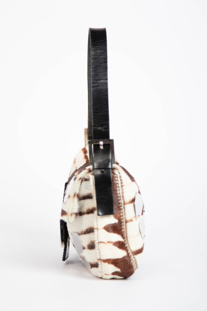 Vintage Fendi Mirrored Animal Print Baguette Shoulder Bag