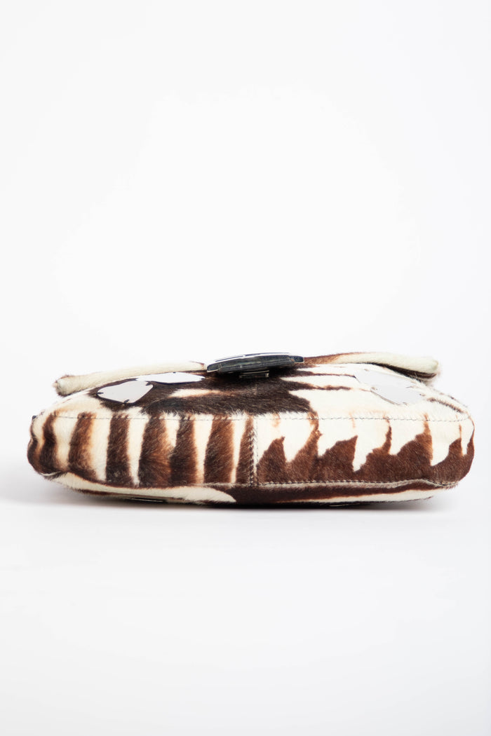 Vintage Fendi Mirrored Animal Print Baguette Shoulder Bag