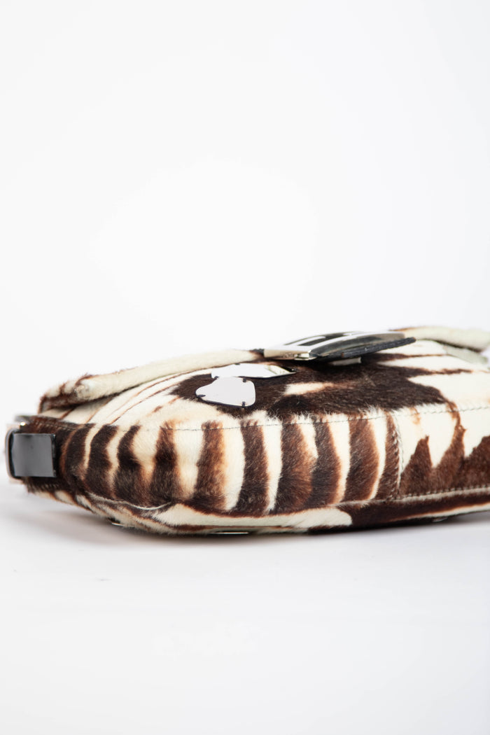 Vintage Fendi Mirrored Animal Print Baguette Shoulder Bag