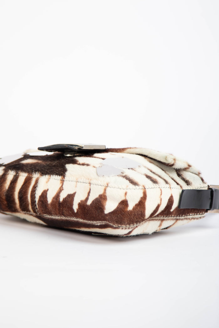 Vintage Fendi Mirrored Animal Print Baguette Shoulder Bag