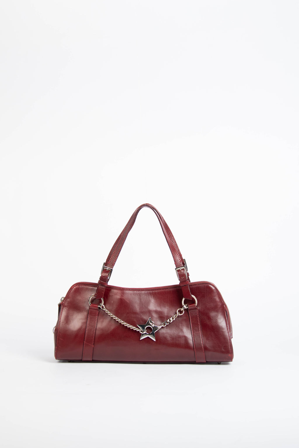 RARE Christin Dior Burgundy Leather Hardcore Piercing Shoulder Bag