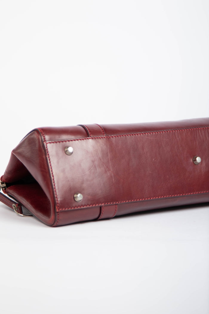 RARE Christin Dior Burgundy Leather Hardcore Piercing Shoulder Bag