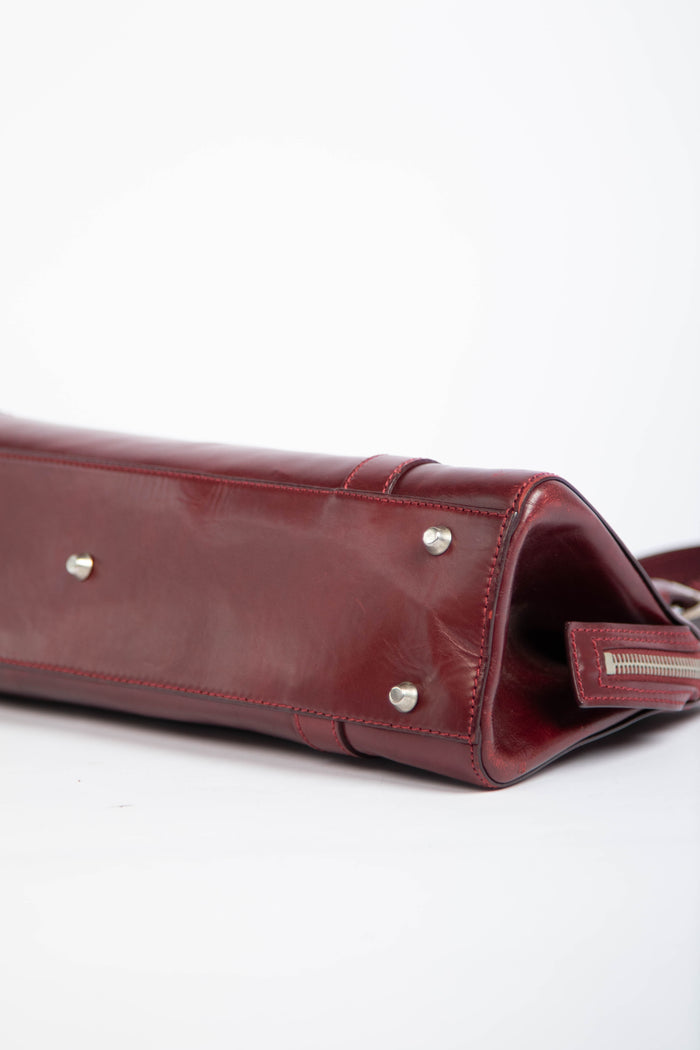 RARE Christin Dior Burgundy Leather Hardcore Piercing Shoulder Bag