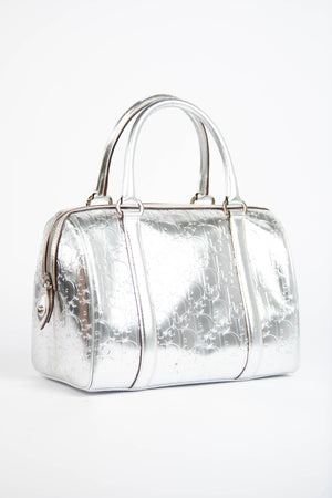 2000s Christian Dior Silver Monogram Boston Bag