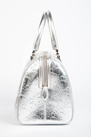 2000s Christian Dior Silver Monogram Boston Bag
