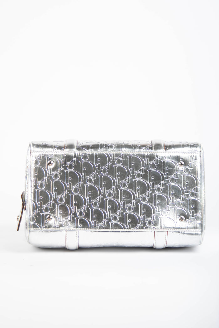 2000s Christian Dior Silver Monogram Boston Bag