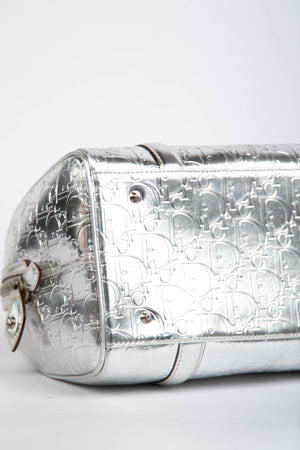 2000s Christian Dior Silver Monogram Boston Bag