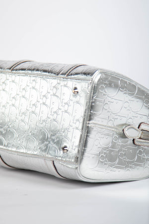 2000s Christian Dior Silver Monogram Boston Bag