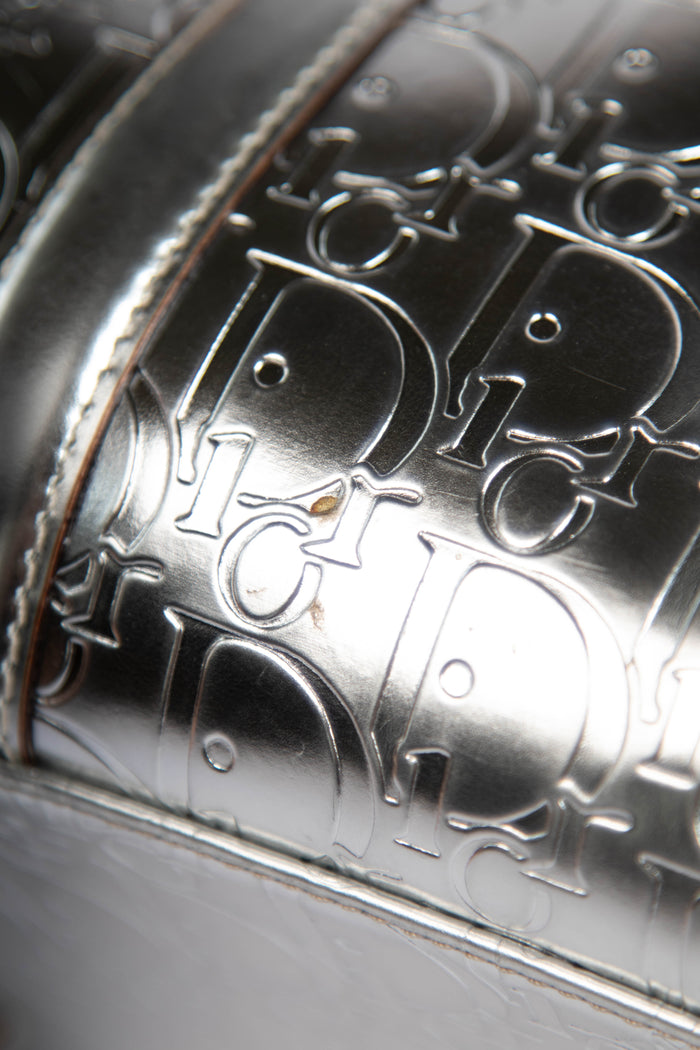 2000s Christian Dior Silver Monogram Boston Bag