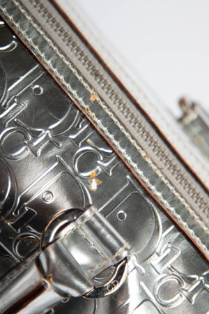 2000s Christian Dior Silver Monogram Boston Bag