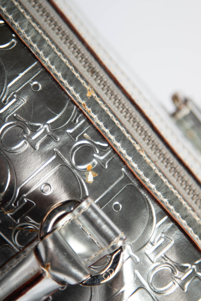 2000s Christian Dior Silver Monogram Boston Bag