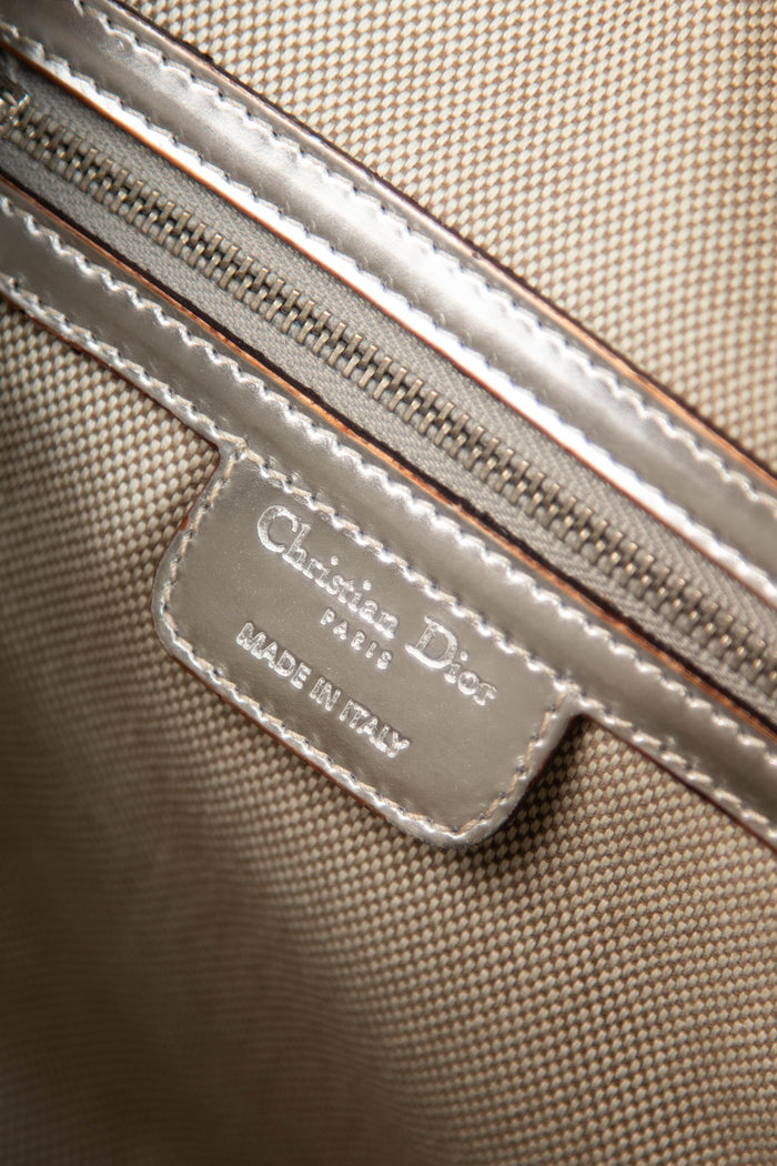2000s Christian Dior Silver Monogram Boston Bag