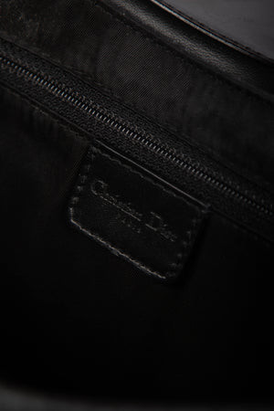 2000s Christian Dior Black Monogram Canvas and Leather Columbus Shoulder Bag