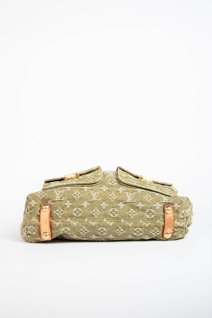 2000s Louis Vuitton Green Denim Baggy GM Monogram Shoulder Bag