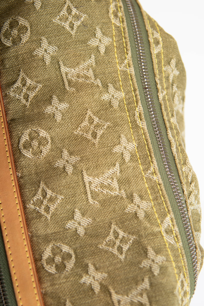 2000s Louis Vuitton Green Denim Baggy GM Monogram Shoulder Bag