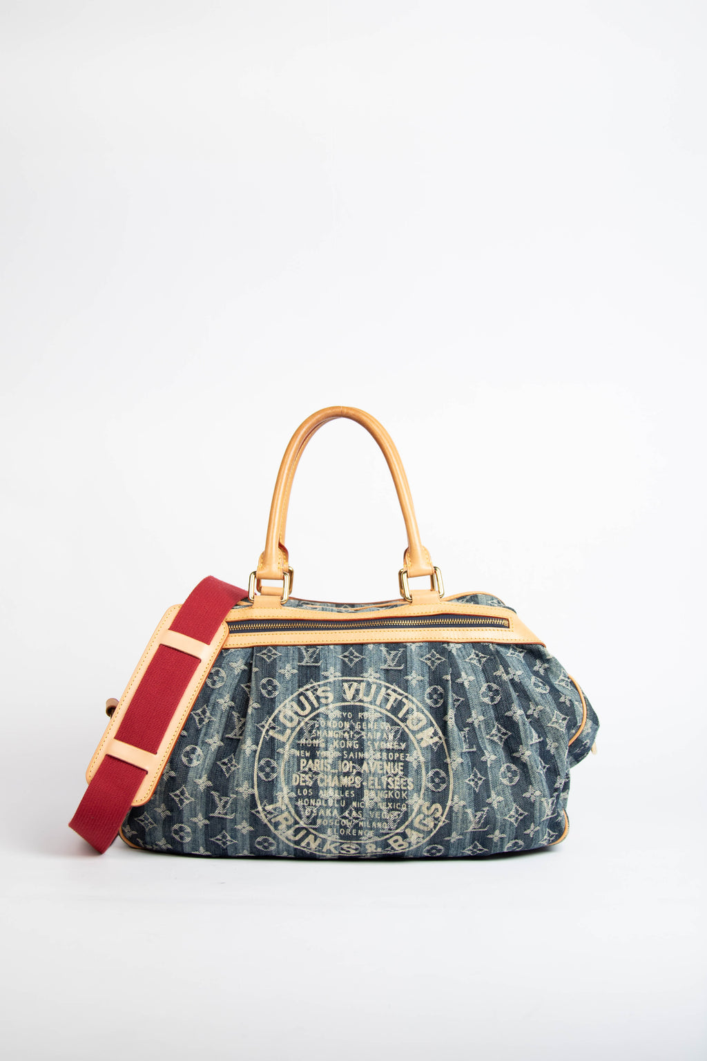 Vintage Louis Vuitton Monogram Denim Cabas Raye Tote Bag