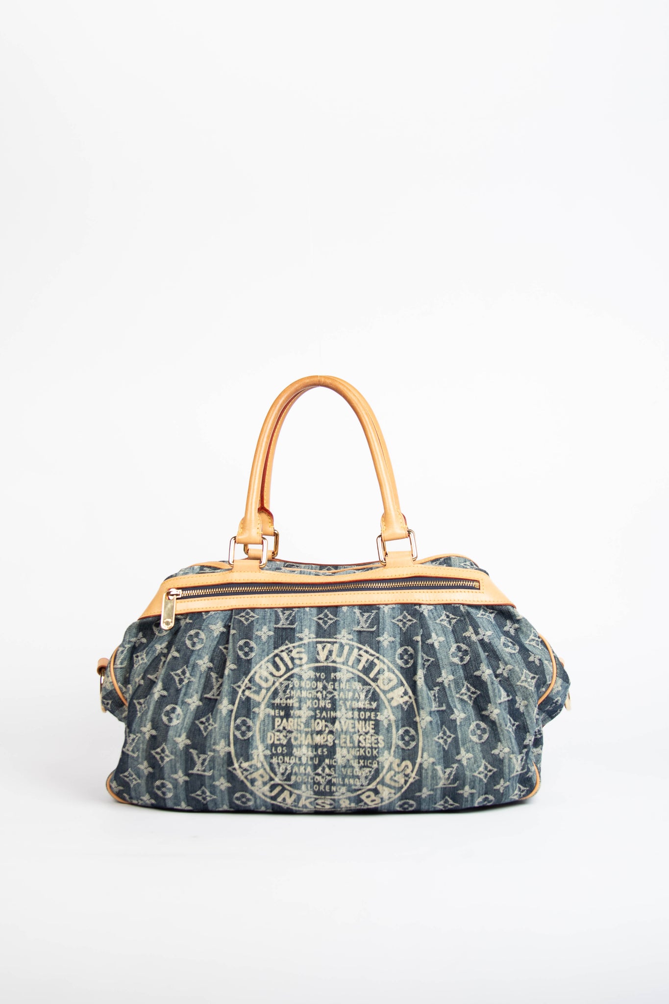 Vintage Louis Vuitton Monogram Denim Cabas Raye Tote Bag
