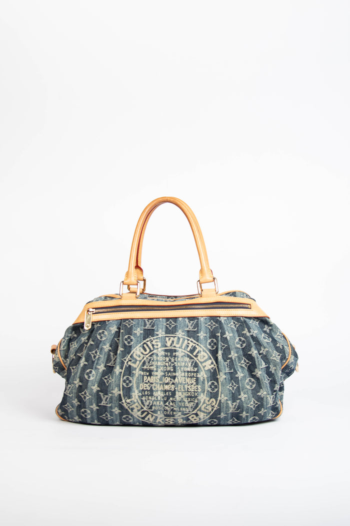 Vintage Louis Vuitton Monogram Denim Cabas Raye Tote Bag