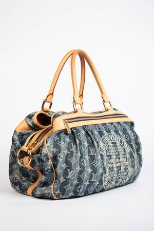 Vintage Louis Vuitton Monogram Denim Cabas Raye Tote Bag