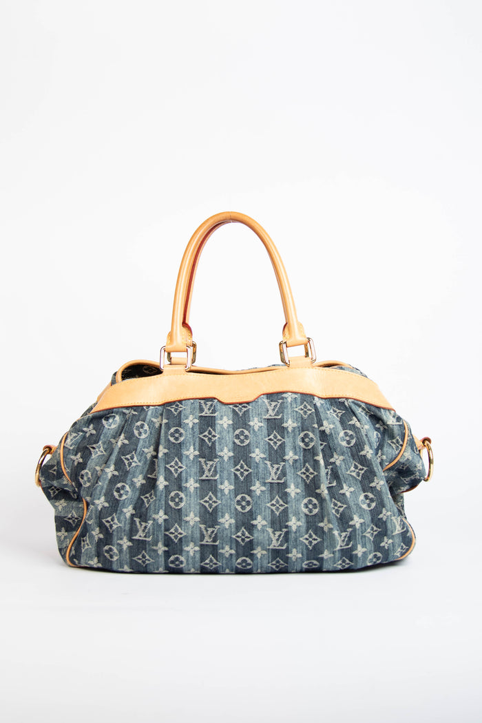 Vintage Louis Vuitton Monogram Denim Cabas Raye Tote Bag