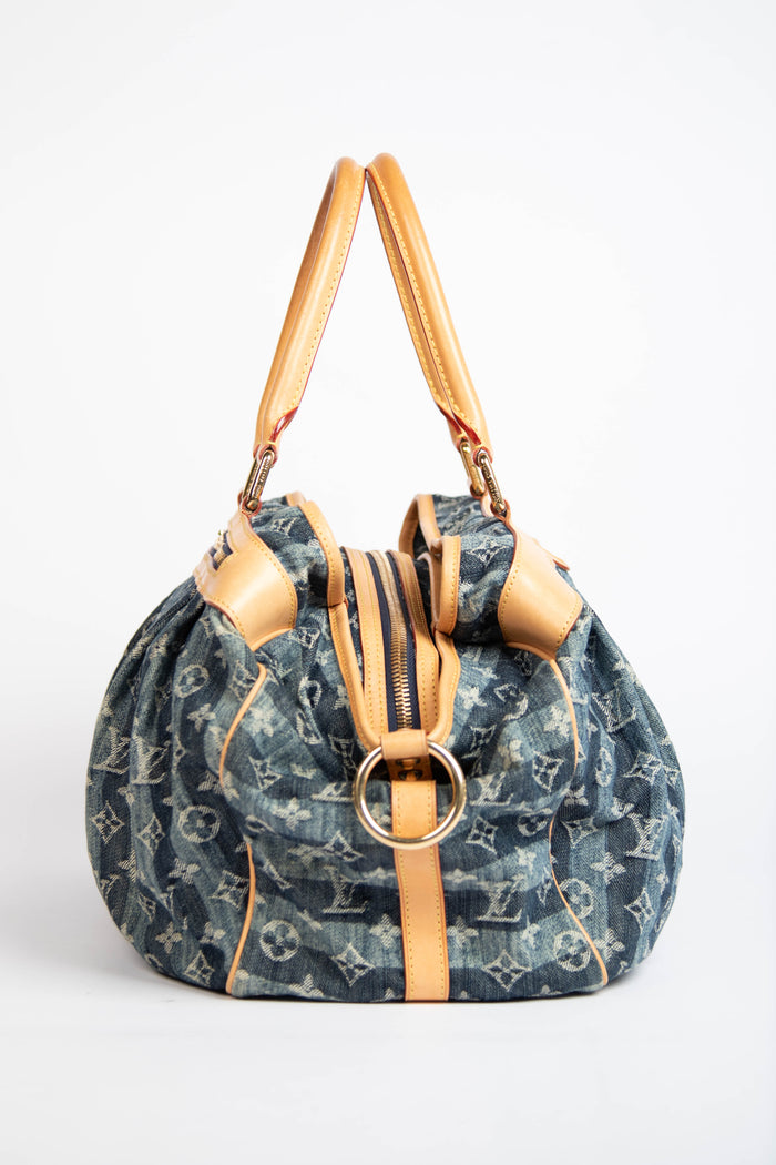 Vintage Louis Vuitton Monogram Denim Cabas Raye Tote Bag