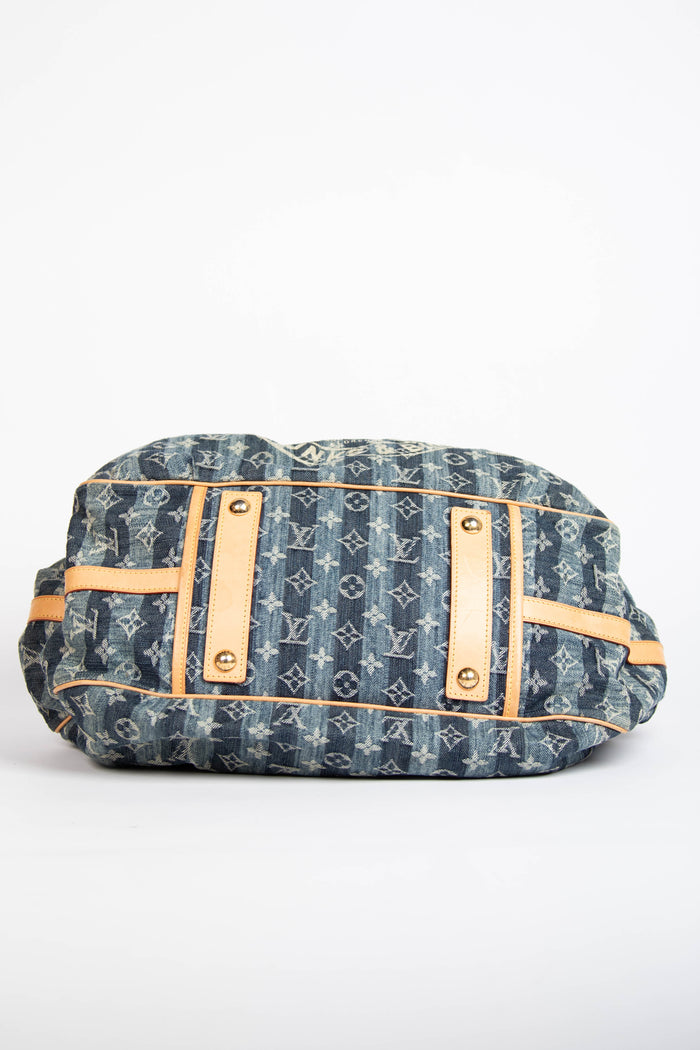 Vintage Louis Vuitton Monogram Denim Cabas Raye Tote Bag