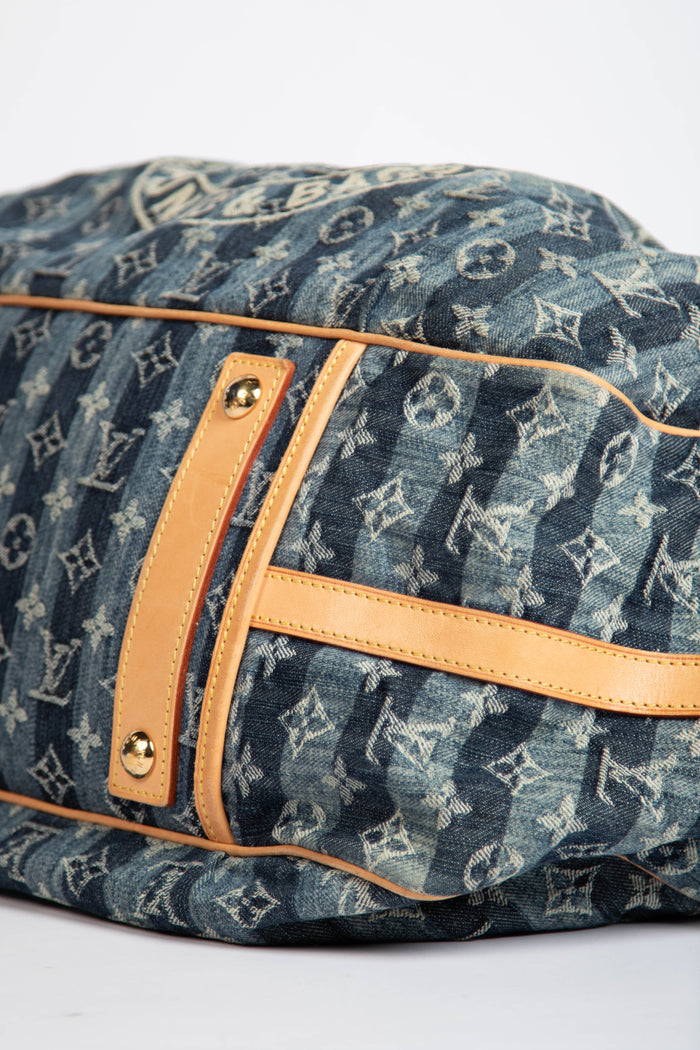 Vintage Louis Vuitton Monogram Denim Cabas Raye Tote Bag