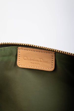 2000s Christian Dior Green Monogram Trotter Saddle Bag