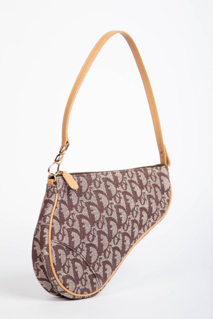 2000s Christian Dior Monogram Brown Trotter Saddle Bag