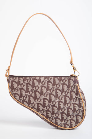 2000s Christian Dior Monogram Brown Trotter Saddle Bag