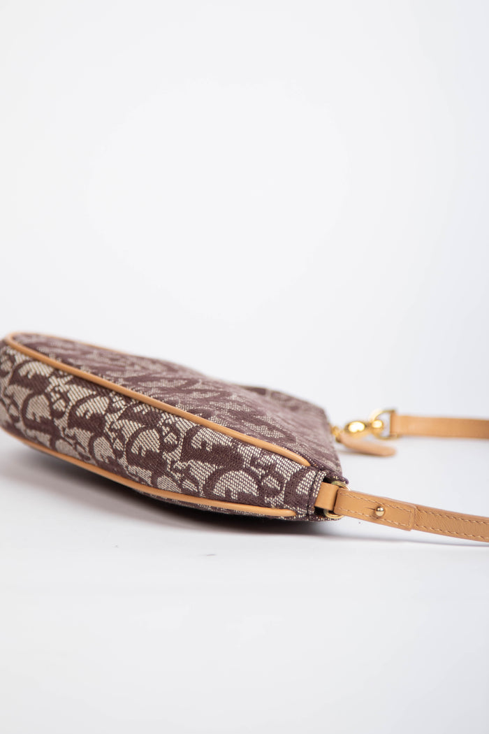 2000s Christian Dior Monogram Brown Trotter Saddle Bag