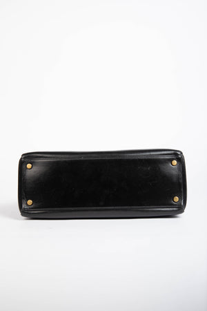 1989 Hermès Kelly 32cm in Retourne Black Box Leather GHW