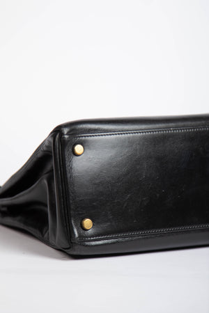 1989 Hermès Kelly 32cm in Retourne Black Box Leather GHW