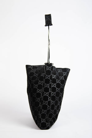 90s Gucci Tom Ford Black Monogram Shoulder Bag with Pouch