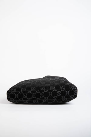 90s Gucci Tom Ford Black Monogram Shoulder Bag with Pouch