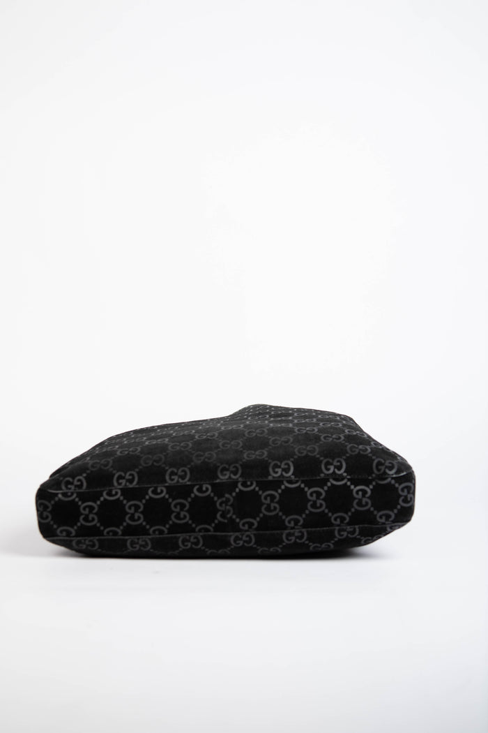 90s Gucci Tom Ford Black Monogram Shoulder Bag with Pouch