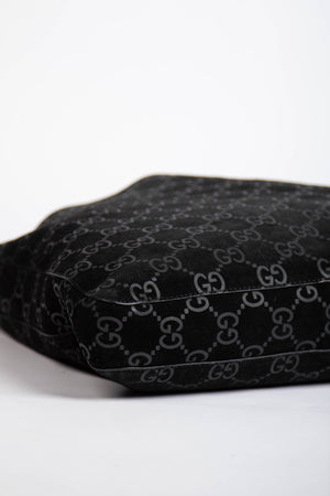 90s Gucci Tom Ford Black Monogram Shoulder Bag with Pouch