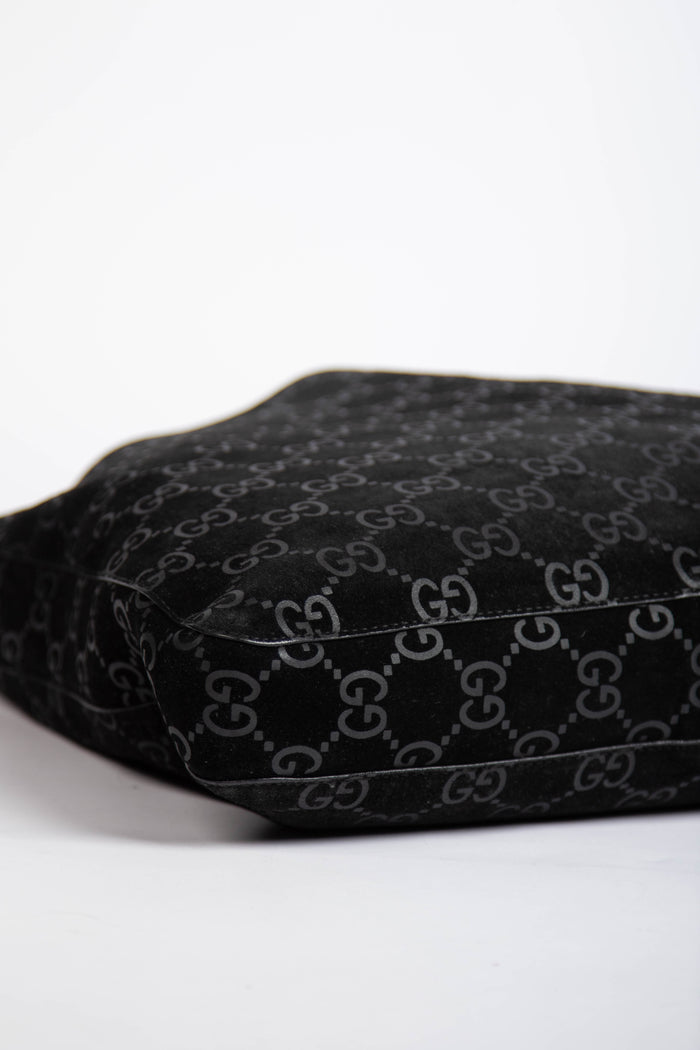 90s Gucci Tom Ford Black Monogram Shoulder Bag with Pouch