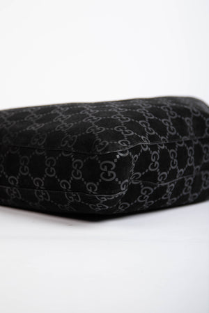 90s Gucci Tom Ford Black Monogram Shoulder Bag with Pouch