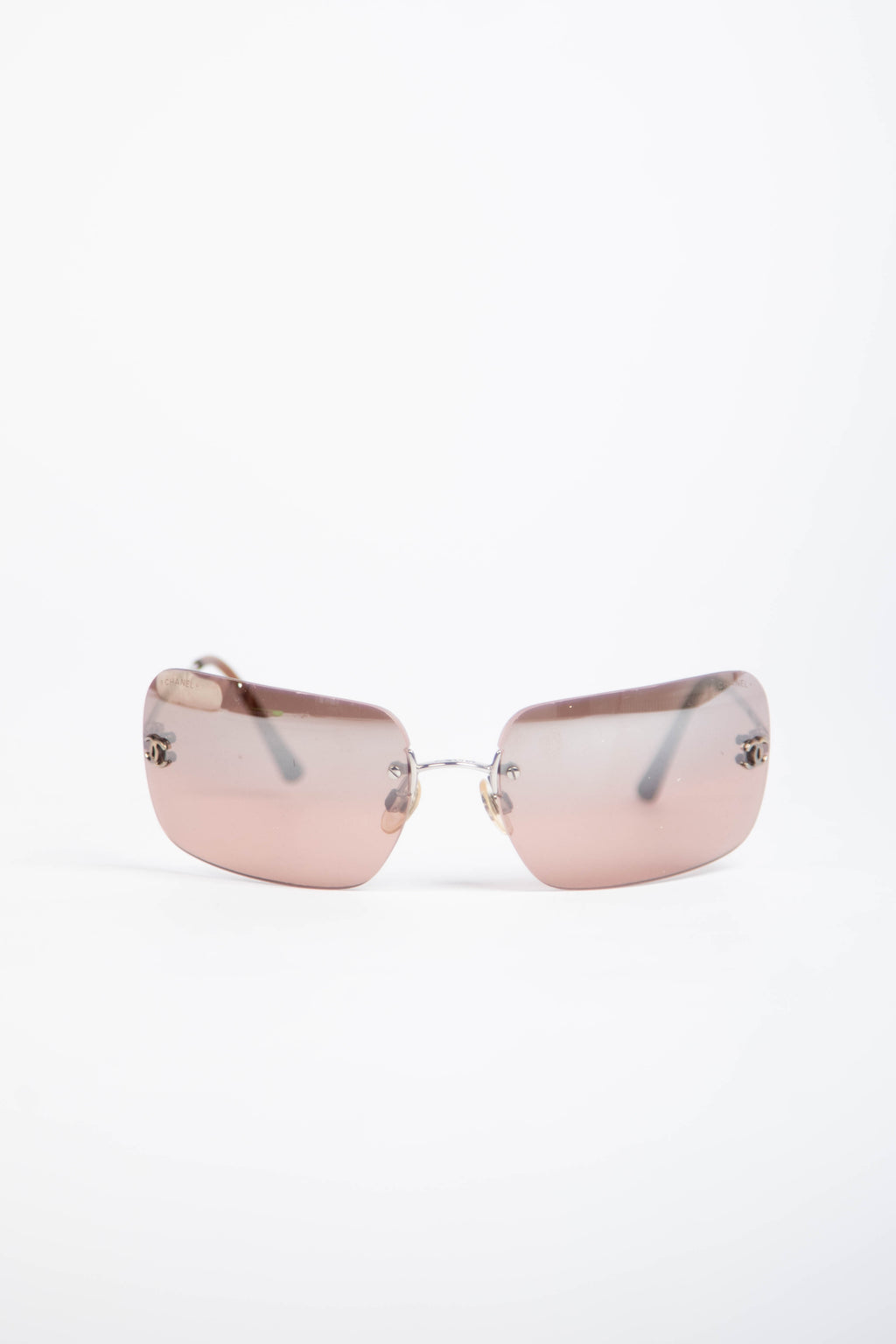 2000s Chanel Brown Rectangular CC Sunglasses