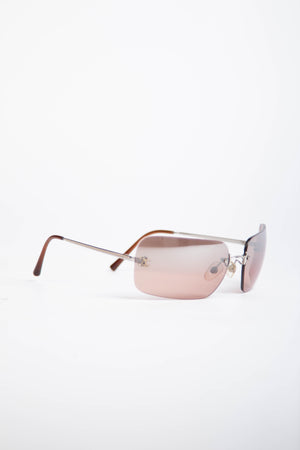2000s Chanel Brown Rectangular CC Sunglasses