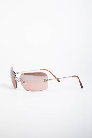 2000s Chanel Brown Rectangular CC Sunglasses