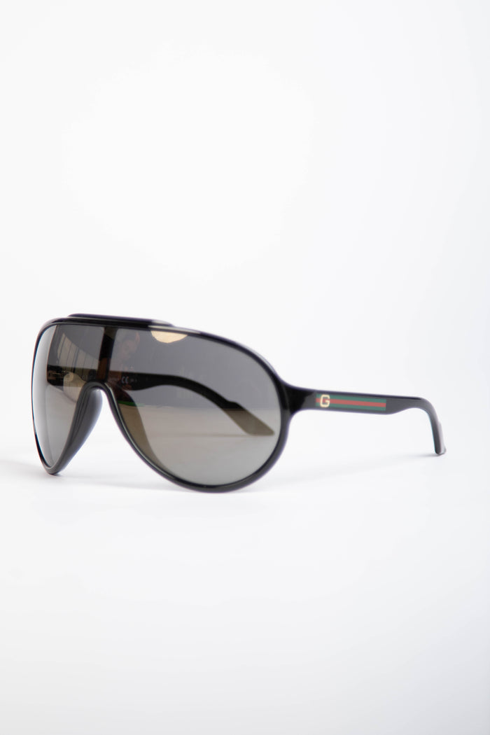 Vintage Gucci Black Oversized Shield Sunglasses