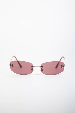 2000s Chanel Burgundy Oval CC Sunglasses