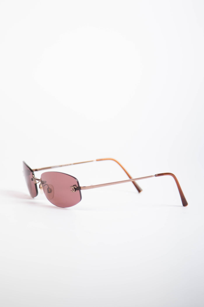 2000s Chanel Burgundy Oval CC Sunglasses