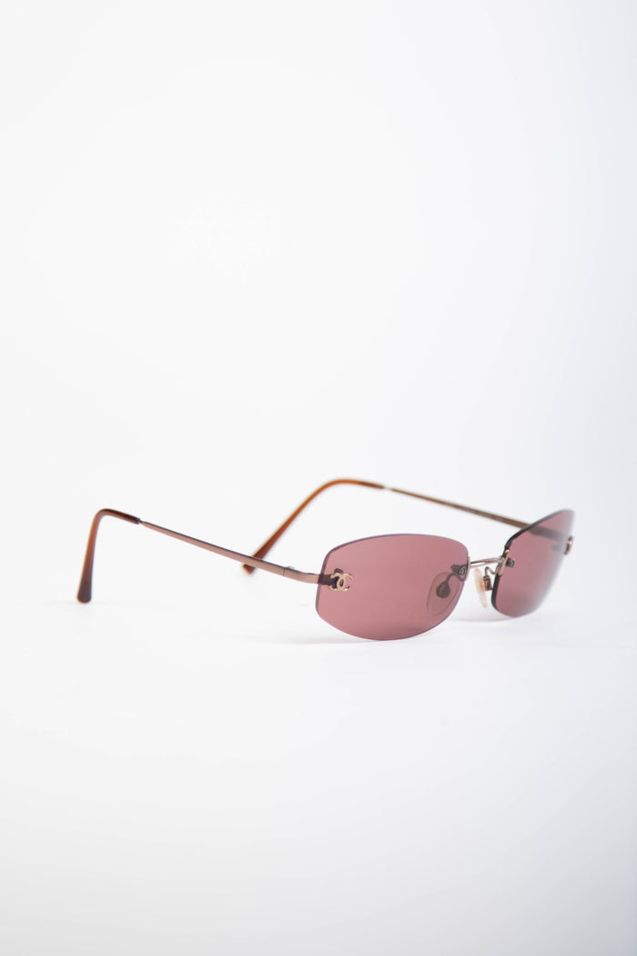 2000s Chanel Burgundy Oval CC Sunglasses