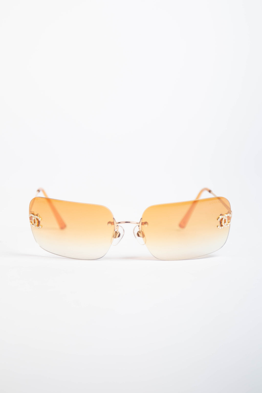 2000s Chanel Gold Gradient Diamanté CC Sunglasses