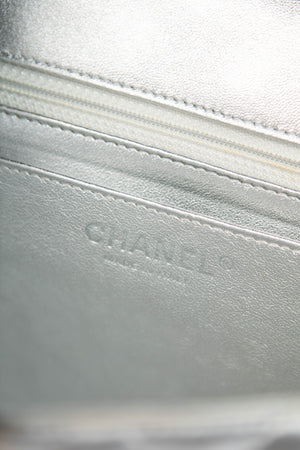 RARE Chanel Silver Lambskin Leather Jumbo Single Flap Bag