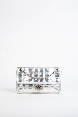 2000s Chanel Silver Ice Cube Single Flap Shoulder Bag