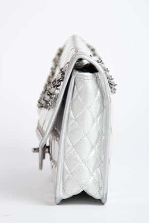 2000s Chanel Silver Ice Cube Single Flap Shoulder Bag